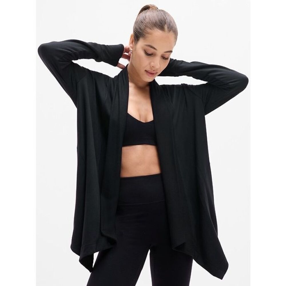 Athleta Pranayama Restore Wrap Cardigan size M Black